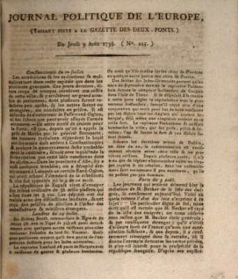 Journal politique de l'Europe (Gazette des Deux-Ponts) Donnerstag 9. August 1798