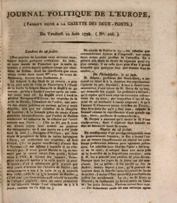 Journal politique de l'Europe (Gazette des Deux-Ponts) Freitag 10. August 1798