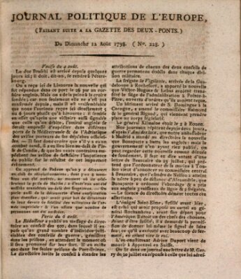 Journal politique de l'Europe (Gazette des Deux-Ponts) Sonntag 12. August 1798