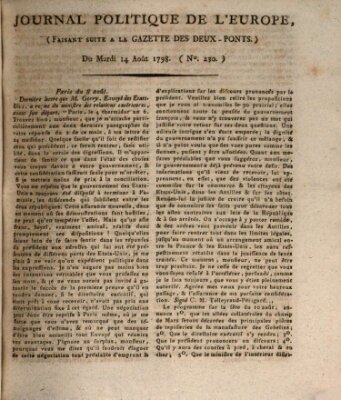 Journal politique de l'Europe (Gazette des Deux-Ponts) Dienstag 14. August 1798