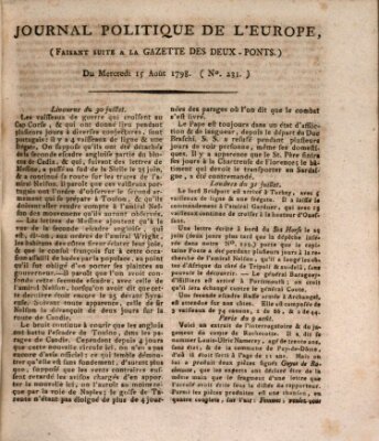 Journal politique de l'Europe (Gazette des Deux-Ponts) Mittwoch 15. August 1798