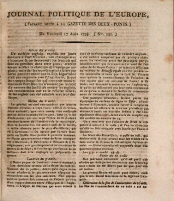 Journal politique de l'Europe (Gazette des Deux-Ponts) Freitag 17. August 1798