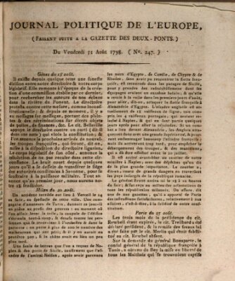 Journal politique de l'Europe (Gazette des Deux-Ponts) Freitag 31. August 1798