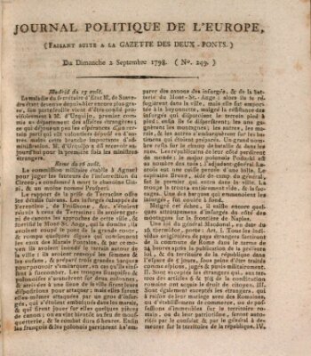 Journal politique de l'Europe (Gazette des Deux-Ponts) Sonntag 2. September 1798