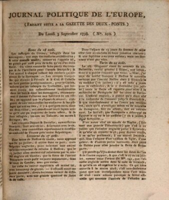 Journal politique de l'Europe (Gazette des Deux-Ponts) Montag 3. September 1798