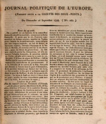 Journal politique de l'Europe (Gazette des Deux-Ponts) Sonntag 16. September 1798