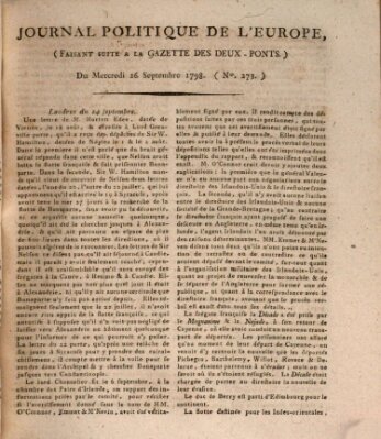 Journal politique de l'Europe (Gazette des Deux-Ponts) Mittwoch 26. September 1798