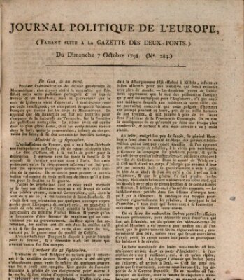 Journal politique de l'Europe (Gazette des Deux-Ponts) Sonntag 7. Oktober 1798