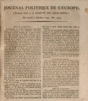 Journal politique de l'Europe (Gazette des Deux-Ponts) Montag 8. Oktober 1798