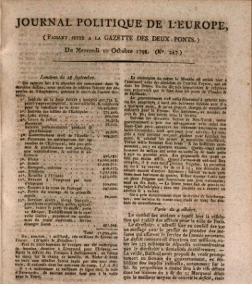 Journal politique de l'Europe (Gazette des Deux-Ponts) Mittwoch 10. Oktober 1798