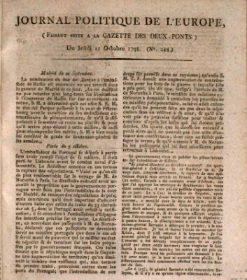 Journal politique de l'Europe (Gazette des Deux-Ponts) Donnerstag 11. Oktober 1798