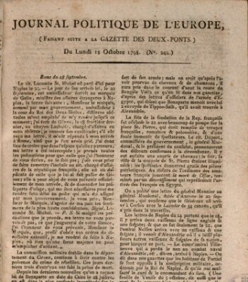 Journal politique de l'Europe (Gazette des Deux-Ponts) Montag 15. Oktober 1798