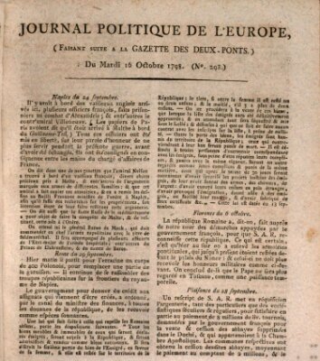 Journal politique de l'Europe (Gazette des Deux-Ponts) Dienstag 16. Oktober 1798