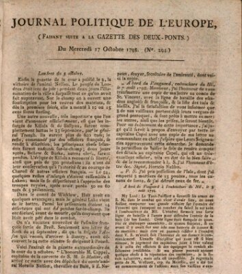 Journal politique de l'Europe (Gazette des Deux-Ponts) Mittwoch 17. Oktober 1798