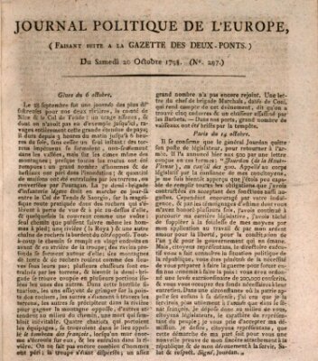 Journal politique de l'Europe (Gazette des Deux-Ponts) Samstag 20. Oktober 1798