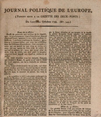 Journal politique de l'Europe (Gazette des Deux-Ponts) Montag 22. Oktober 1798