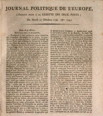 Journal politique de l'Europe (Gazette des Deux-Ponts) Dienstag 23. Oktober 1798