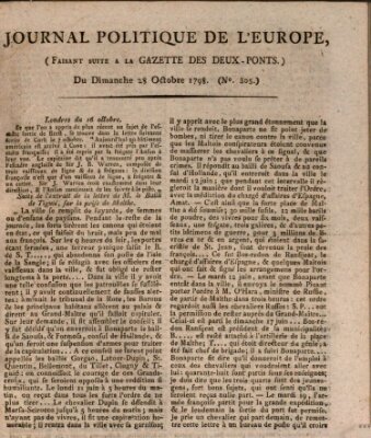 Journal politique de l'Europe (Gazette des Deux-Ponts) Sonntag 28. Oktober 1798