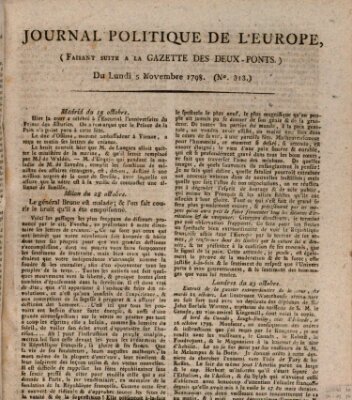 Journal politique de l'Europe (Gazette des Deux-Ponts) Montag 5. November 1798