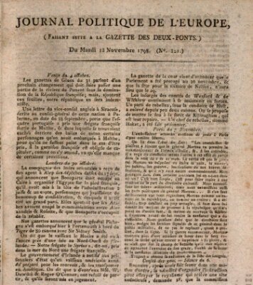 Journal politique de l'Europe (Gazette des Deux-Ponts) Dienstag 13. November 1798