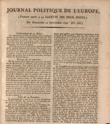 Journal politique de l'Europe (Gazette des Deux-Ponts) Sonntag 25. November 1798