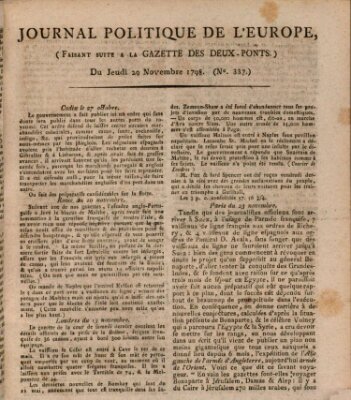 Journal politique de l'Europe (Gazette des Deux-Ponts) Donnerstag 29. November 1798