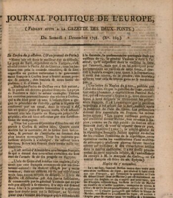 Journal politique de l'Europe (Gazette des Deux-Ponts) Samstag 1. Dezember 1798