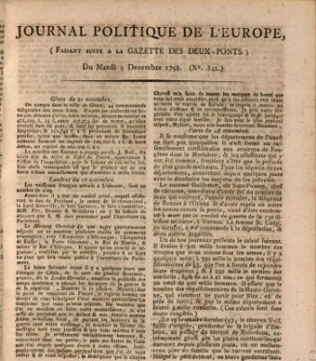 Journal politique de l'Europe (Gazette des Deux-Ponts) Dienstag 4. Dezember 1798