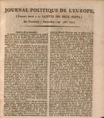 Journal politique de l'Europe (Gazette des Deux-Ponts) Freitag 7. Dezember 1798