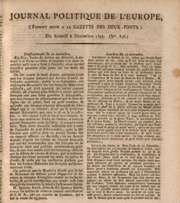 Journal politique de l'Europe (Gazette des Deux-Ponts) Samstag 8. Dezember 1798