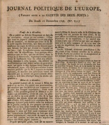 Journal politique de l'Europe (Gazette des Deux-Ponts) Donnerstag 13. Dezember 1798