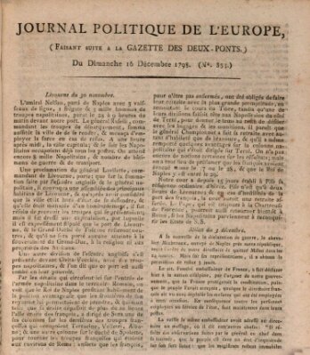 Journal politique de l'Europe (Gazette des Deux-Ponts) Sonntag 16. Dezember 1798