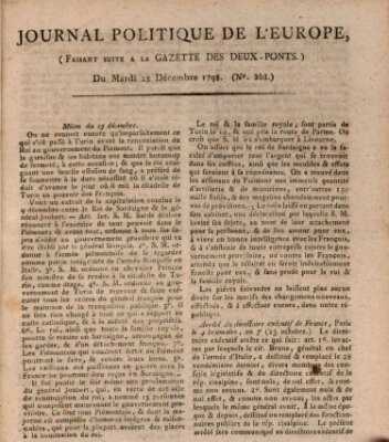 Journal politique de l'Europe (Gazette des Deux-Ponts) Dienstag 25. Dezember 1798