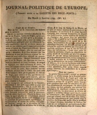 Journal politique de l'Europe (Gazette des Deux-Ponts) Dienstag 8. Januar 1799