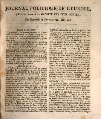 Journal politique de l'Europe (Gazette des Deux-Ponts) Mittwoch 13. Februar 1799