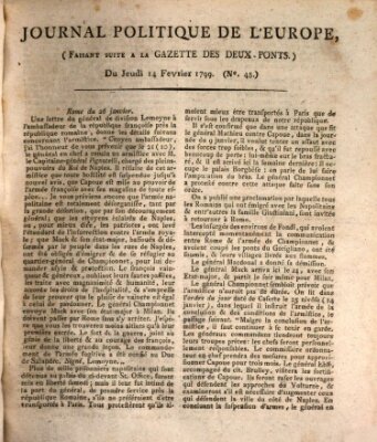 Journal politique de l'Europe (Gazette des Deux-Ponts) Donnerstag 14. Februar 1799