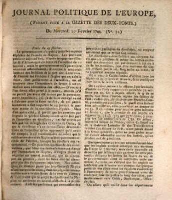 Journal politique de l'Europe (Gazette des Deux-Ponts) Mittwoch 20. Februar 1799