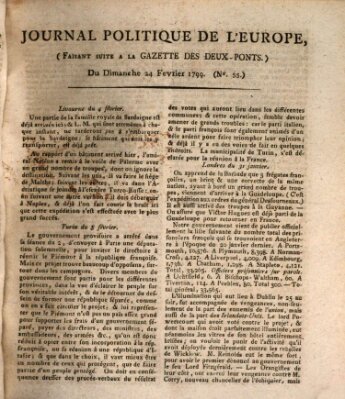 Journal politique de l'Europe (Gazette des Deux-Ponts) Sonntag 24. Februar 1799