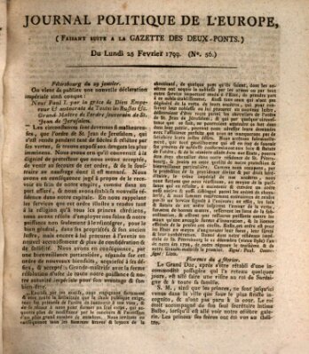 Journal politique de l'Europe (Gazette des Deux-Ponts) Montag 25. Februar 1799