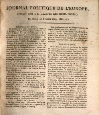 Journal politique de l'Europe (Gazette des Deux-Ponts) Dienstag 26. Februar 1799