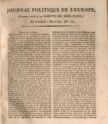 Journal politique de l'Europe (Gazette des Deux-Ponts) Freitag 1. März 1799