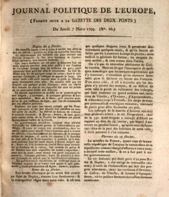 Journal politique de l'Europe (Gazette des Deux-Ponts) Donnerstag 7. März 1799