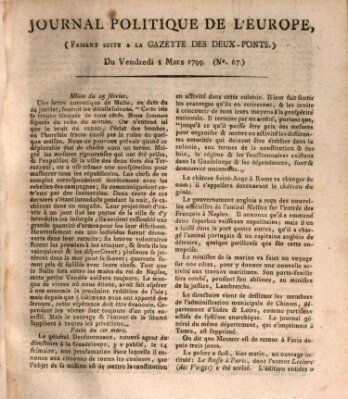 Journal politique de l'Europe (Gazette des Deux-Ponts) Freitag 8. März 1799