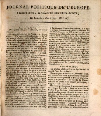 Journal politique de l'Europe (Gazette des Deux-Ponts) Samstag 9. März 1799