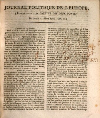 Journal politique de l'Europe (Gazette des Deux-Ponts) Donnerstag 14. März 1799