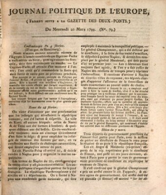 Journal politique de l'Europe (Gazette des Deux-Ponts) Mittwoch 20. März 1799