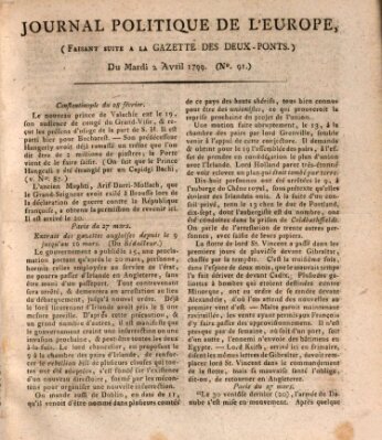 Journal politique de l'Europe (Gazette des Deux-Ponts) Dienstag 2. April 1799