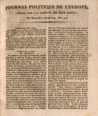 Journal politique de l'Europe (Gazette des Deux-Ponts) Mittwoch 3. April 1799