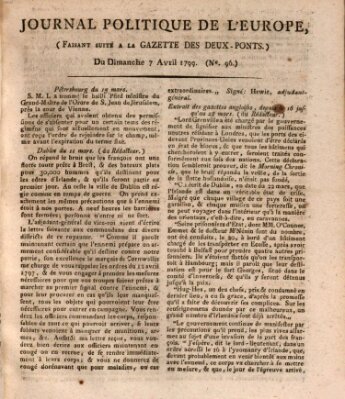 Journal politique de l'Europe (Gazette des Deux-Ponts) Sonntag 7. April 1799