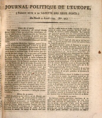 Journal politique de l'Europe (Gazette des Deux-Ponts) Dienstag 9. April 1799